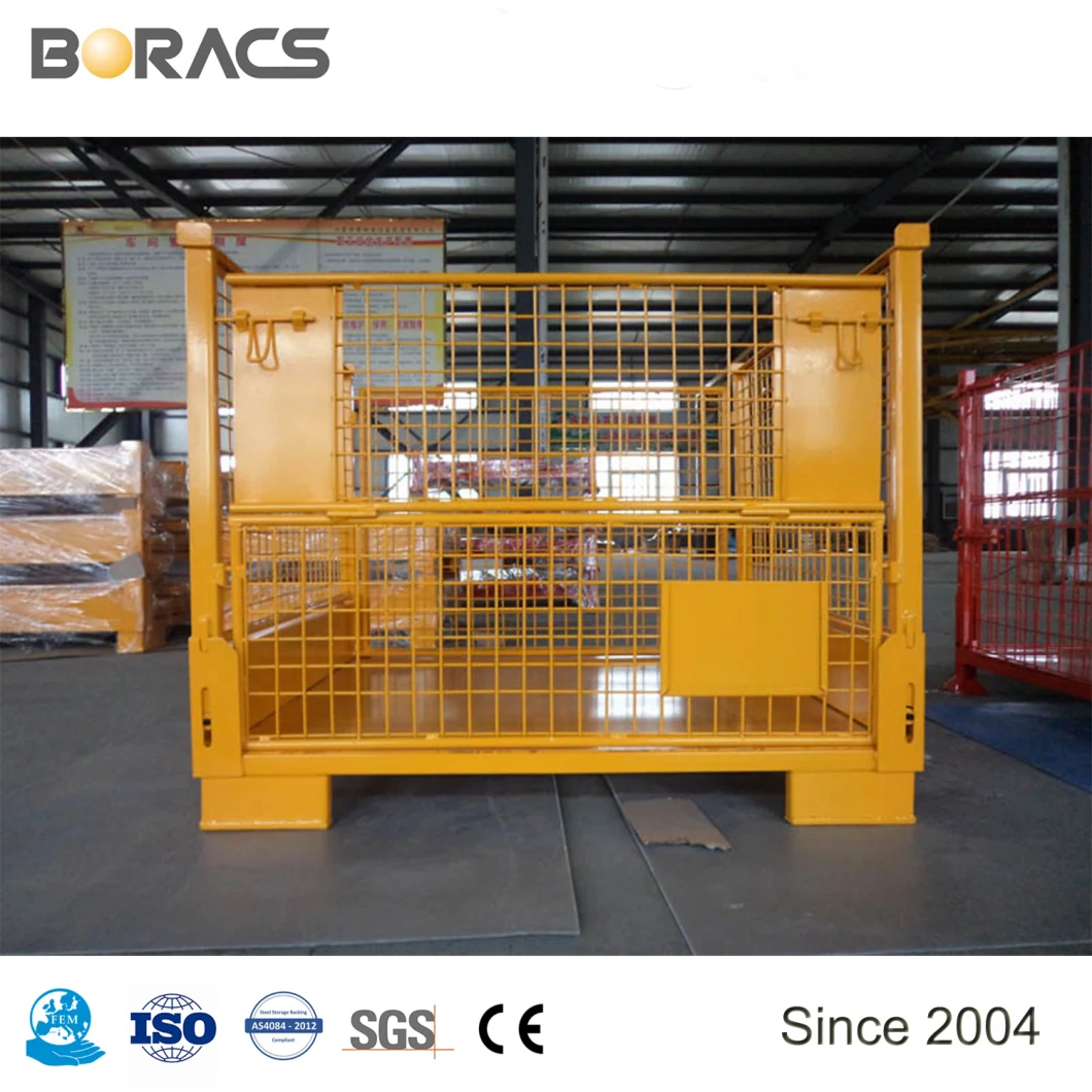 Metal Bin Storage Container Wire Mesh Pallet Crate Foldable Stackable Steel Storage Cage Pallet From Direct Factory