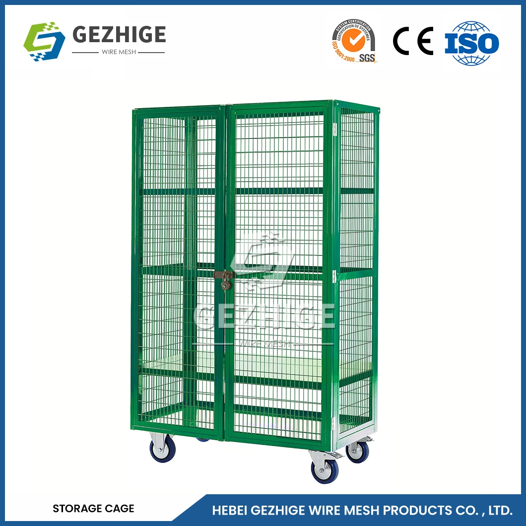 Gezhige OEM Custom China Lockable Stackable Metal Welded Wire Mesh Container Steel Storage Cage