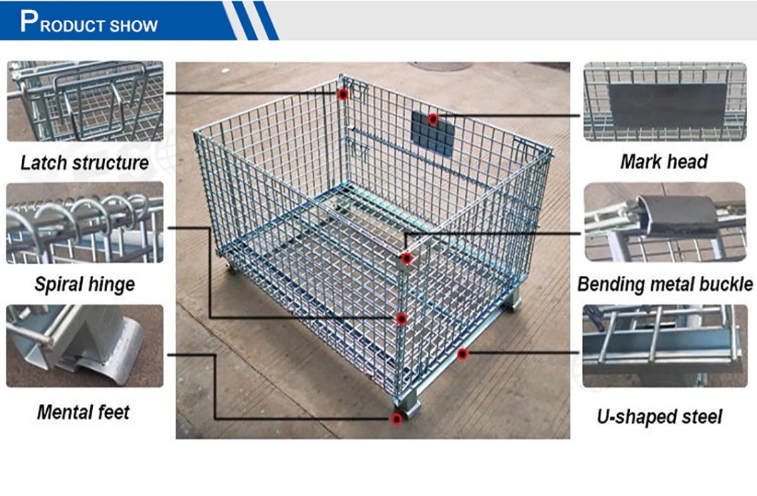 Wire Mesh Pallet Storage Cage for Stacking Good Price Wire Mesh Basket Folding Warehouse Cage Wire Mesh Container