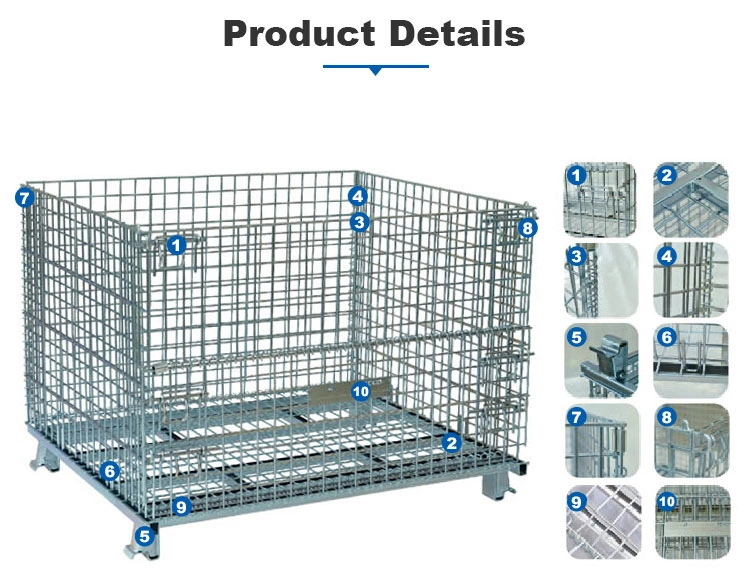 Lockable Wire Mesh Warehouse Metal Storage Cage with Wheels