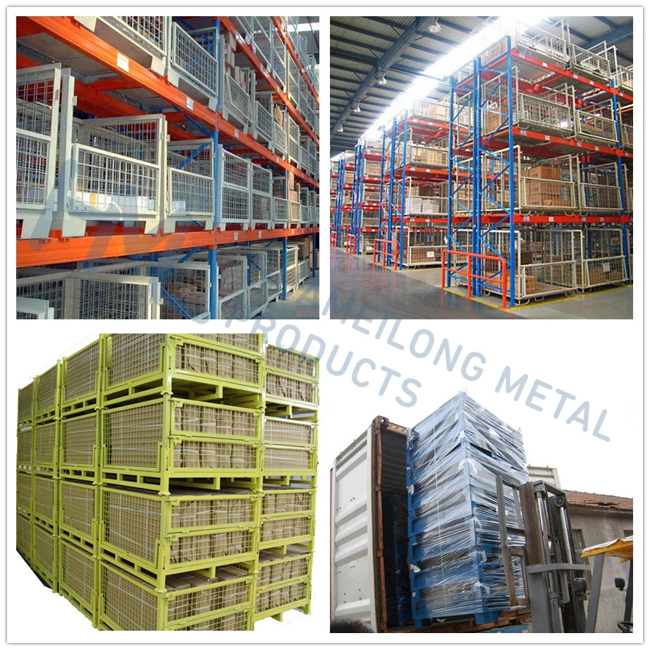 Galvanizing Stacking Warehouse Metal Pallet Cage Folding Steel Box Stillages