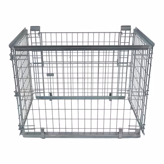 Gaiola de palete dobrável de malha de aço dobrável